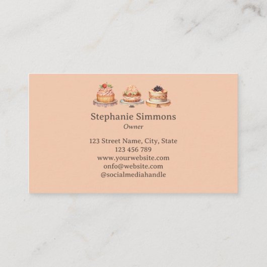 Handgemaakte zelfgemaakte taart bakkerij gebak Vin Visitekaartje (Achterkant)