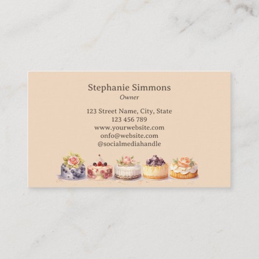 Handgemaakte zelfgemaakte taart bakkerij gebak Vin Visitekaartje (Achterkant)