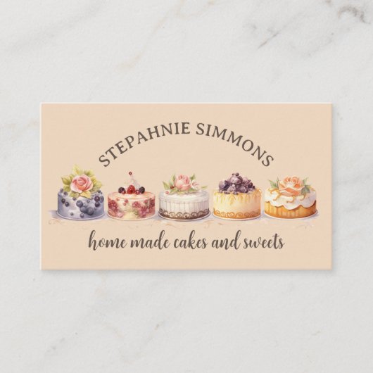 Handgemaakte zelfgemaakte taart bakkerij gebak Vin Visitekaartje (Voorkant)