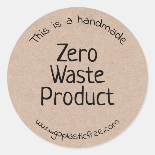 Handgemaakte Zero Waste Kraft-productetiketten Ronde Sticker (Voorkant)