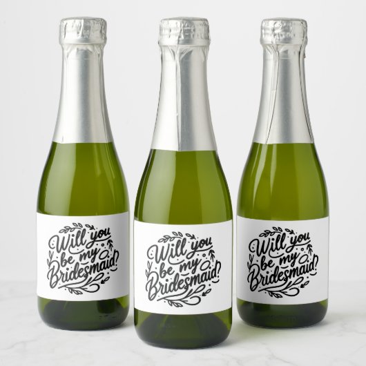 Handgemerkt bruidsmeisje voorstel mini champagne sparkling wijnetiket (Flessen)