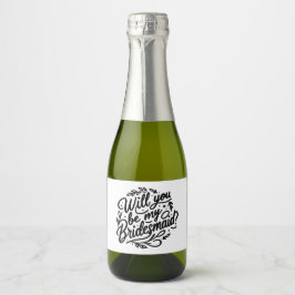 Handgemerkt bruidsmeisje voorstel mini champagne sparkling wijnetiket