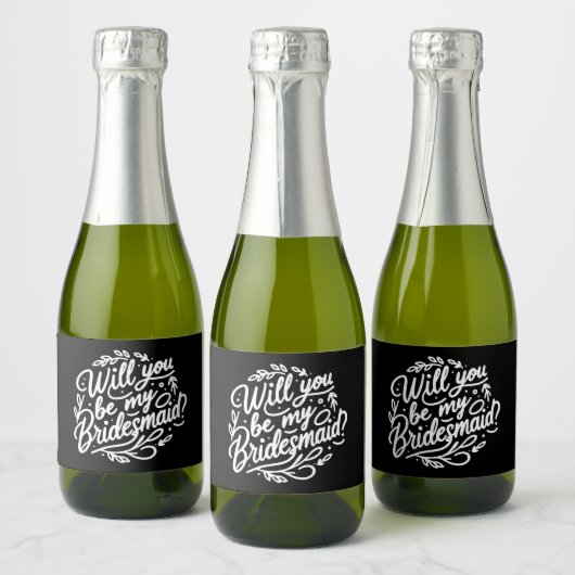 Handgemerkt bruidsmeisje voorstel mini champagne sparkling wijnetiket (Flessen)