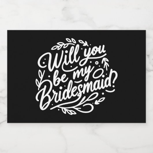 Handgemerkt bruidsmeisje voorstel mini champagne sparkling wijnetiket (Enkel label)