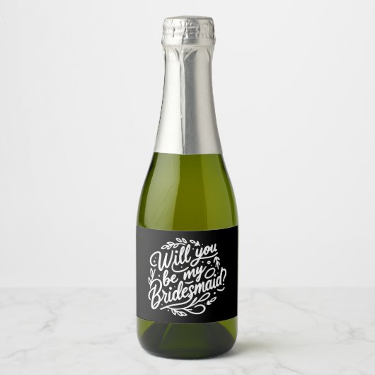 Handgemerkt bruidsmeisje voorstel mini champagne sparkling wijnetiket (Voorkant)
