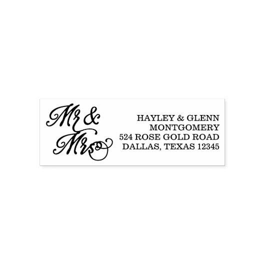 Handgemerkt Mr. & Mrs. Douanenaam & Adres Zelfinktende Stempel (Design)