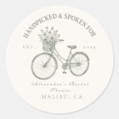 Handgeplukte Bloemen Fiets Douche Ronde Sticker (Voorkant)