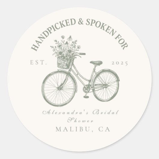 Handgeplukte Bloemen Fiets Douche Ronde Sticker (Voorkant)