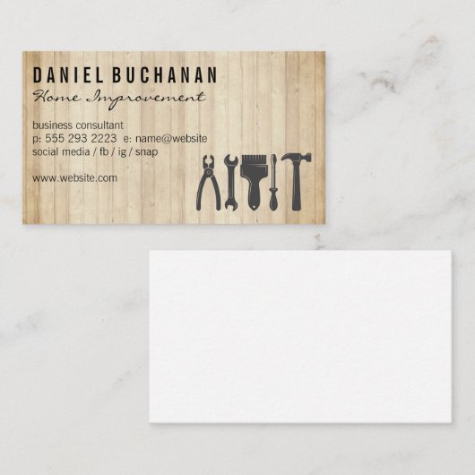 Handgereedschap | Houten planken Visitekaartje (Voorkant / Achterkant)