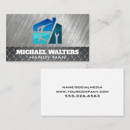 Handgereedschap | Kleur | Staal Visitekaartje (Voorkant / Achterkant)