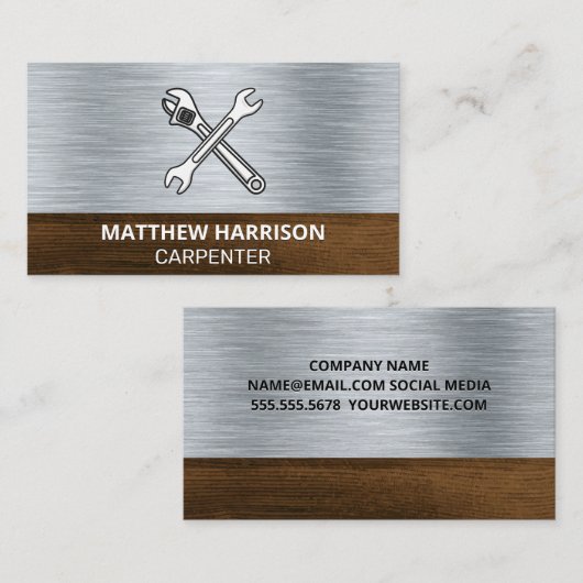 Handgereedschap | metaalhout visitekaartje (Voorkant / Achterkant)