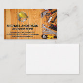 Handgereedschap op houten tafel | Bouw Logo Visitekaartje (Voorkant / Achterkant)