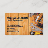 Handgereedschap op houten tafel | reparateur visitekaartje (Voorkant)