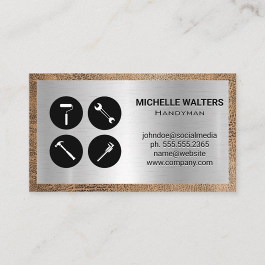 Handgereedschapspictogrammen | Metaal en bewerkt l Visitekaartje (Voorkant)