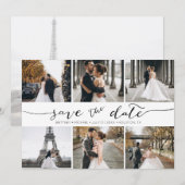 Handgeschakelde 6 Fotocollage Sla de datumkaart op Save The Date (Voorkant / Achterkant)