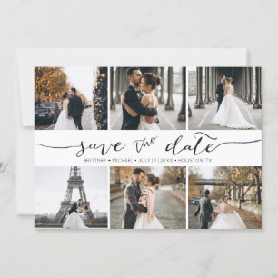 Handgeschakelde 6 Fotocollage Sla de datumkaart op Save The Date