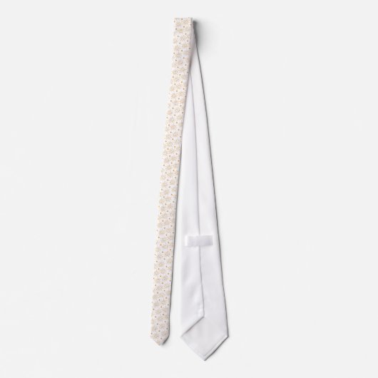 Handgeschetst Oranje zonnepatroon op wit Stropdas (Achterkant)