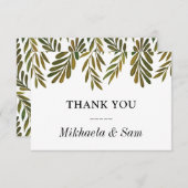 Handgeschilde bladeren Hartelijk dank Kaart (Voorkant / Achterkant)
