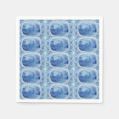 Handgeschilde blauw, met wilde heup beklede papier servet (Voorkant)