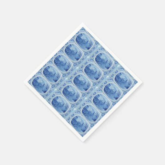 Handgeschilde blauw, met wilde heup beklede papier servet (Hoek)