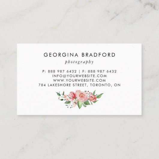 Handgeschilde botanische Rozen en olie Visitekaartje (Achterkant)