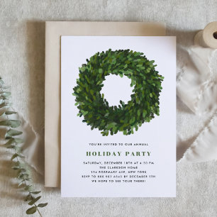 Handgeschilde Boxwood Wreath Holiday Party nodigt Kaart