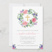 Handgeschilde Floral | Trendy Waterverf Baptisme Kaart (Voorkant)