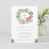 Handgeschilde Floral | Trendy Waterverf Baptisme Kaart (Staand voorkant)