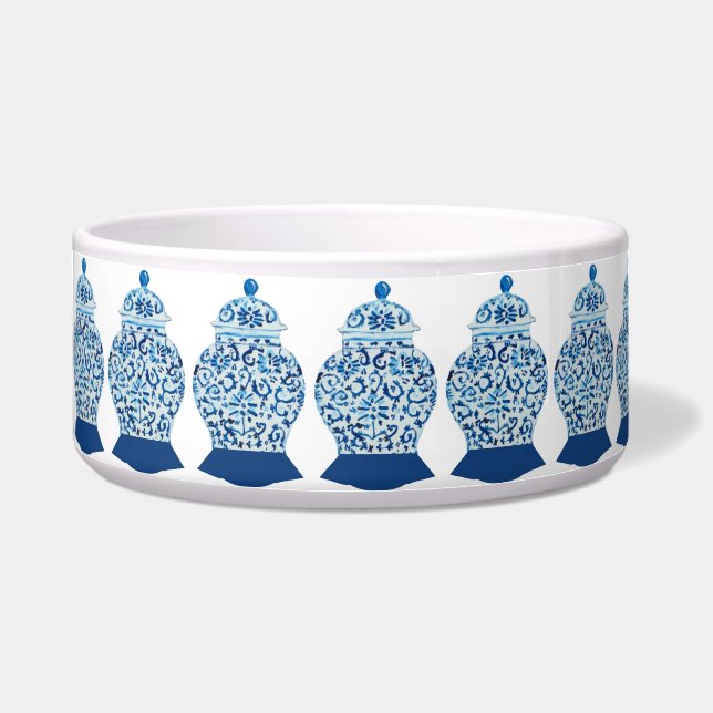 Handgeschilde gember jar dog dish Bowl Voerbakje (Voorkant)