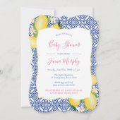 Handgeschilde lemmetjes, kobalt blauw Baby shower Kaart (Voorkant)