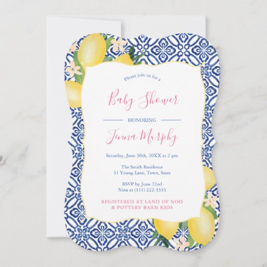 Handgeschilde lemmetjes, kobalt blauw Baby shower Kaart (Voorkant)