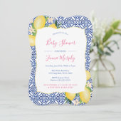 Handgeschilde lemmetjes, kobalt blauw Baby shower Kaart (Staand voorkant)