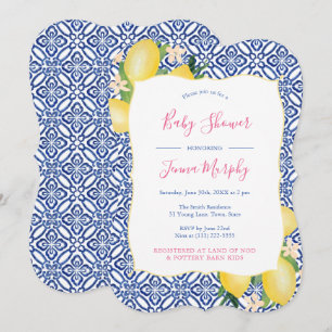 Handgeschilde lemmetjes, kobalt blauw Baby shower Kaart