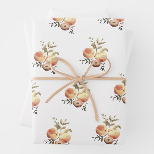 Handgeschilde perziken en crèmepapier inpakpapier vel (In situ)