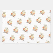 Handgeschilde perziken en crèmepapier inpakpapier vel (Voorkant)