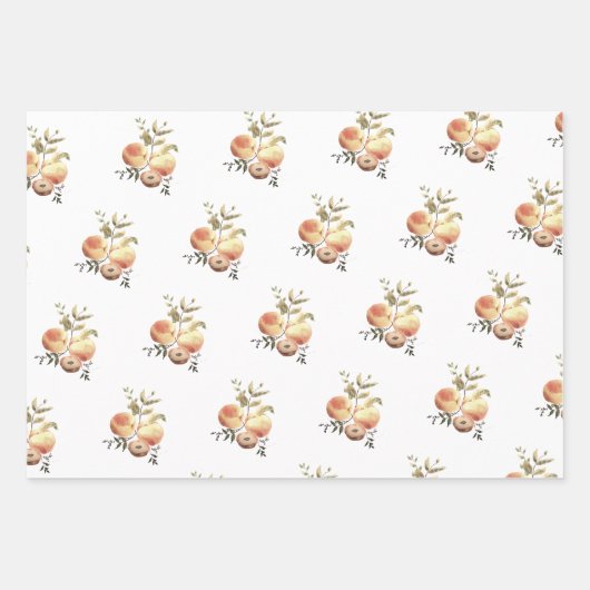 Handgeschilde perziken en crèmepapier inpakpapier vel (Voorkant)