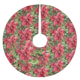 Handgeschilde Waterverf Poinsettias Kerstboom Rok