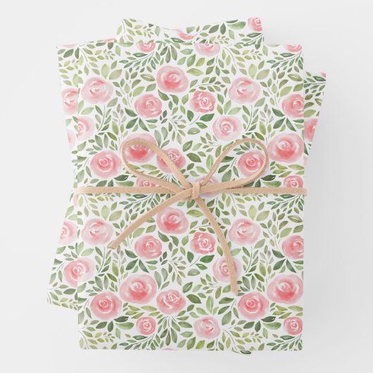 Handgeschilde Waterverf Rozen Inpakpapier Vel (In situ)