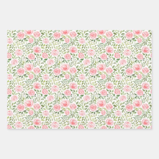 Handgeschilde Waterverf Rozen Inpakpapier Vel (Voorkant)