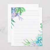 Handgeschilde Waterverf Succulent gelineerd papier (Voorkant / Achterkant)