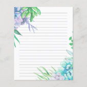 Handgeschilde Waterverf Succulent gelineerd papier (Voorkant)