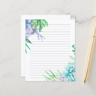 Handgeschilde Waterverf Succulent gelineerd papier