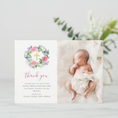 Handgeschilde Waterverf van Floral | Fotobaptisme Bedankkaart (Staand voorkant)