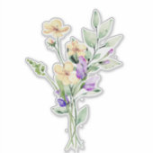 Handgeschilde Waterverf Wilde bloem Posy Bouquet Sticker (Voorkant)