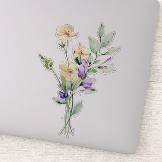 Handgeschilde Waterverf Wilde bloem Posy Bouquet Sticker (Detail)