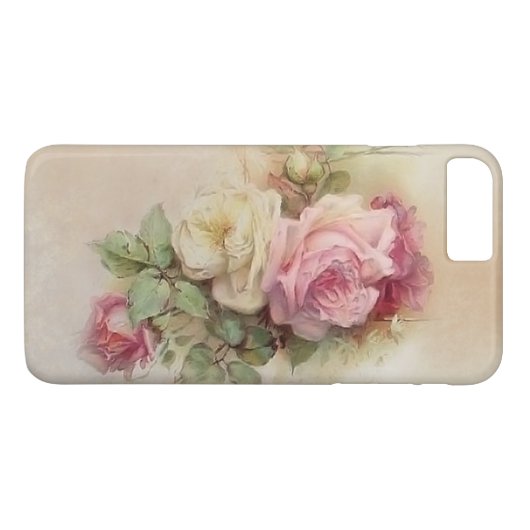 handgeschilde witte en roze rozen Case-Mate iPhone case (Achterkant (Horizontaal))