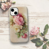 handgeschilde witte en roze rozen Case-Mate iPhone case