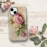 handgeschilde witte en roze rozen Case-Mate iPhone case<br><div class="desc">Prachtige  rozen die op een zachte neutrale achtergrond bloeien.</div>