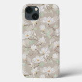 Handgeschilde witte Magnolia op Blush Beige Case-Mate iPhone Case (Achterkant)