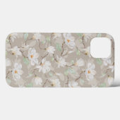 Handgeschilde witte Magnolia op Blush Beige Case-Mate iPhone Case (Achterkant (horizontaal))